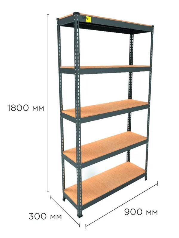 Стелаж металевий поличний MRL-1800 з 5 полицями з навантаженням 500 кг 900x300 мм Чорний - фото 2