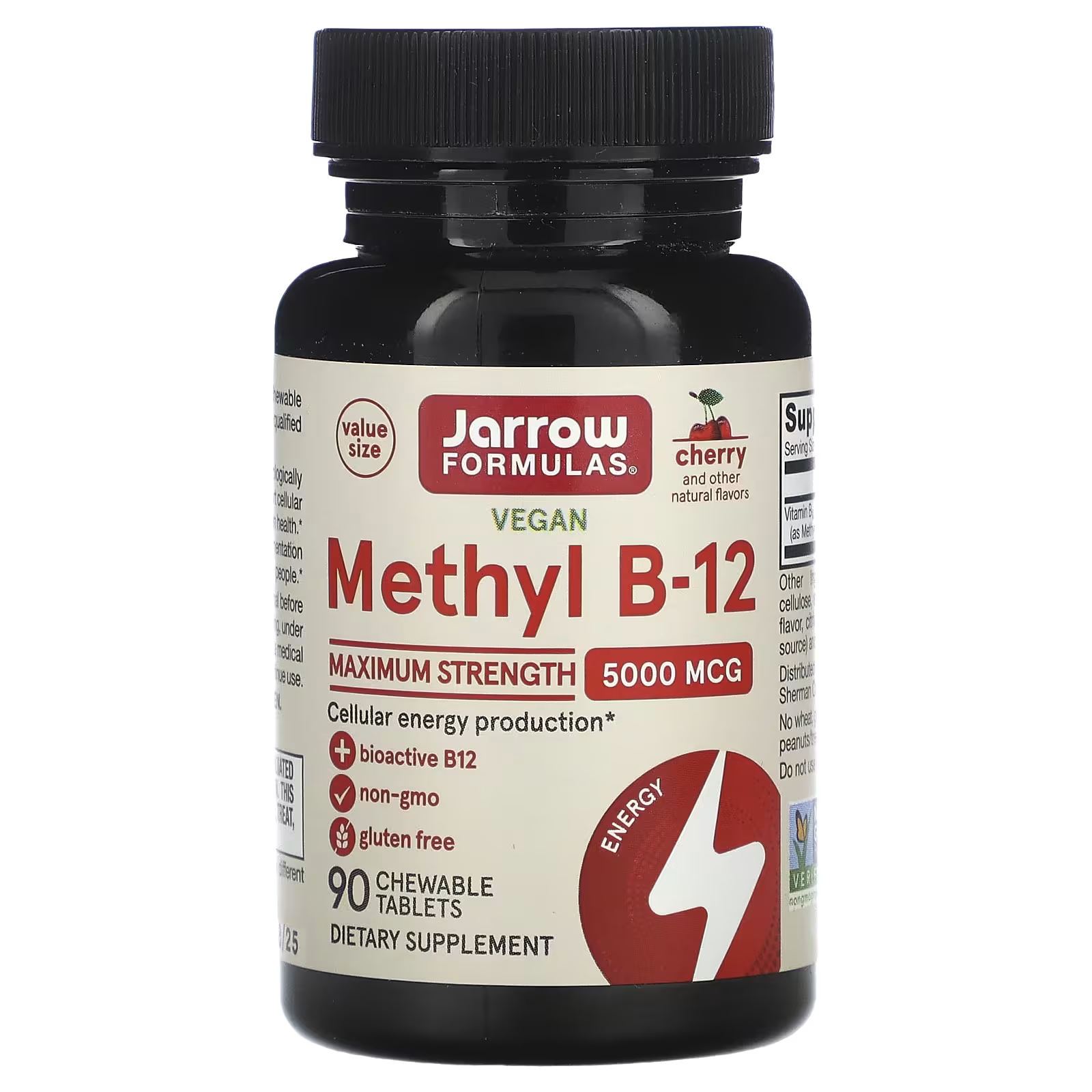 Метил Jarrow Formulas B12 со вкусом вишни 5000 мкг 90 жевательных таблеток