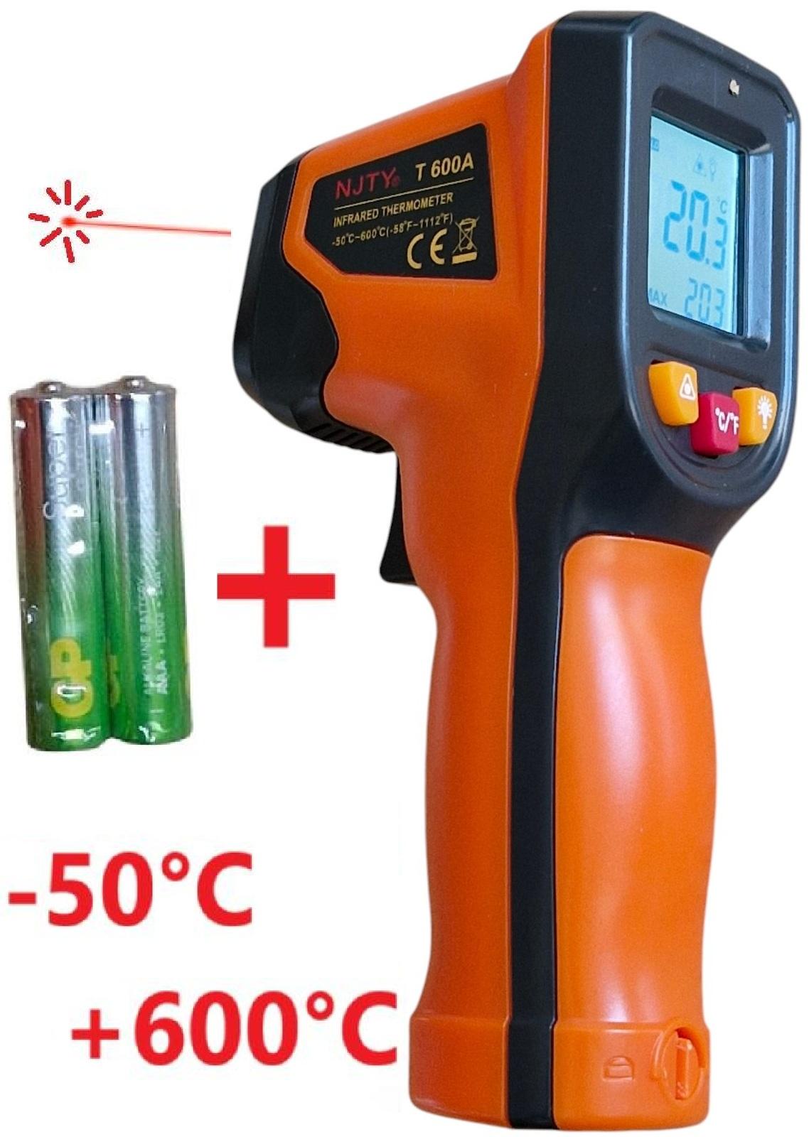 Термометр безконтактний цифровий NJTY від -50 до +600°C з лазерним покажчиком пошуком максимальної температури NJTY T600А 2 батареї (99047770) - фото 11 Термометр безконтактний цифровий NJTY від -50 до +600°C з лазерним покажчиком пошуком максимальної температури NJTY T600А 2 батареї (99047770) - фото 11
