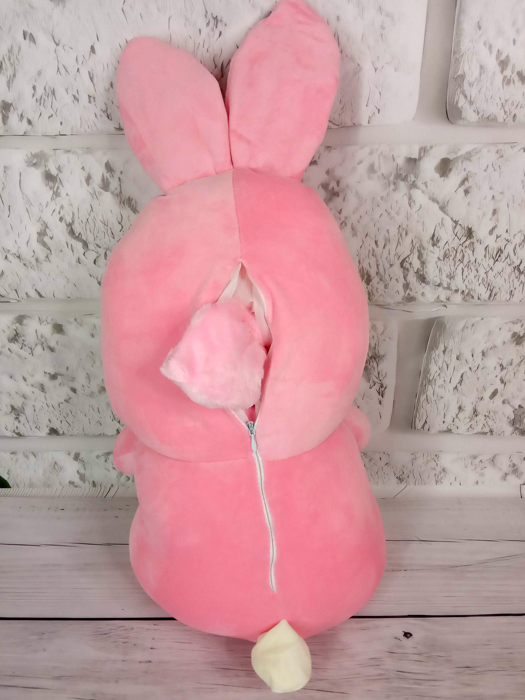 М'яка іграшка Зайчик вухань з пледом всередині Рожевий (15194188) - фото 3 М'яка іграшка Зайчик вухань з пледом всередині Рожевий (15194188) - фото 3