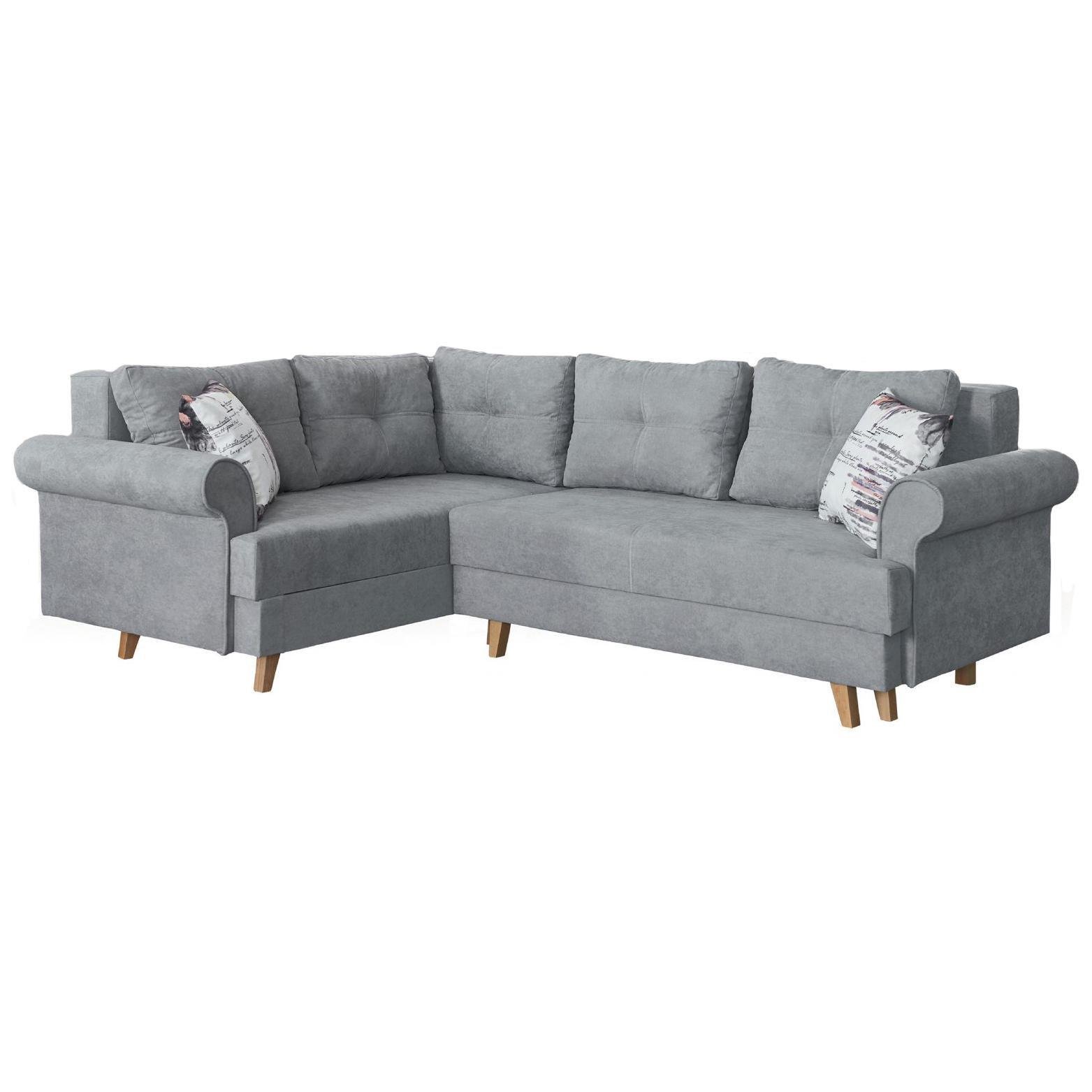 Диван угловой раскладной Мебель-Сервис Бостон еврокнижка ДСП/металл ткань Росто Серый