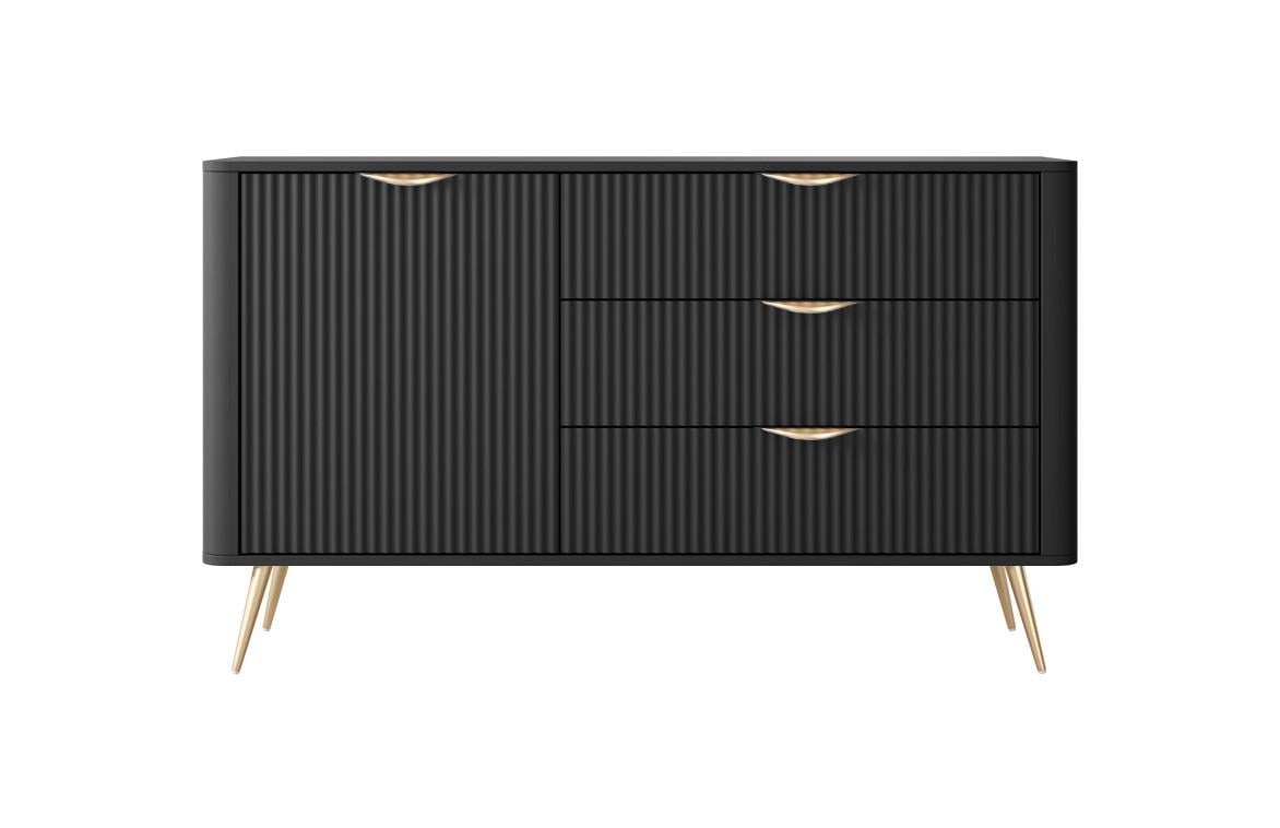 Комод Perfect Home Lante 1D3S/138 1-дверний з 3 шухлядами і золотими ніжками Чорний (PFH-091192) - фото 5