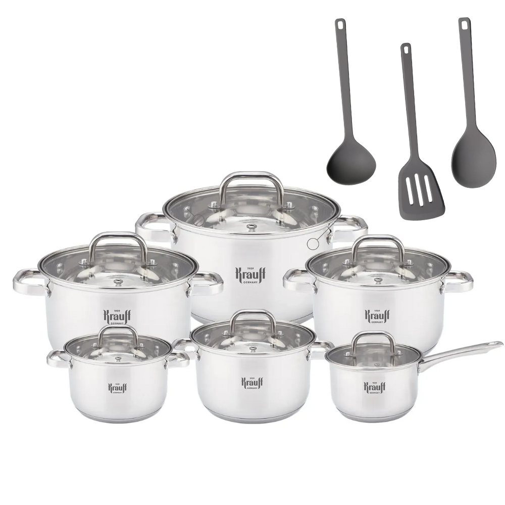 Набор кастрюль Krauff Stahlcraft с кухонными аксессуарами 15 предметов