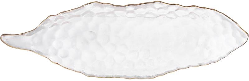 Блюдо сервірувальне Bauble із золотою облямівкою 39х12х 5 см Прозорий - фото 1 Блюдо сервірувальне Bauble із золотою облямівкою 39х12х 5 см Прозорий - фото 1