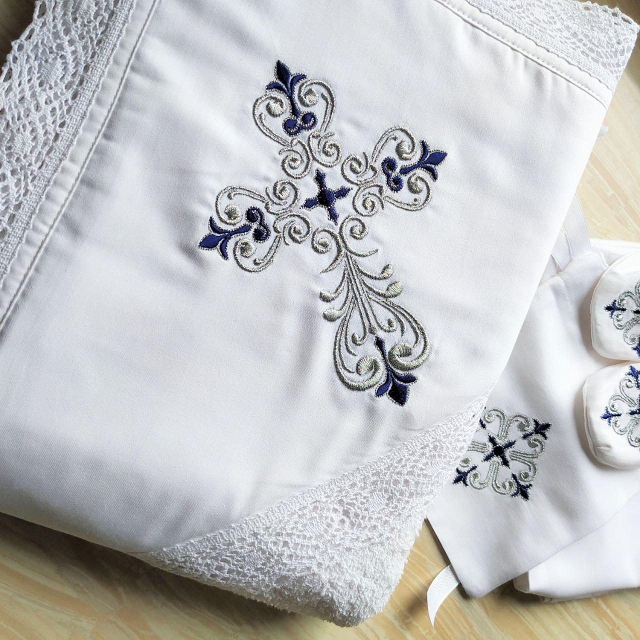 Набор для крещения именной Светлая любовь махровая крыжма/мешочек для локона/мешочек для хранения (2176096362)