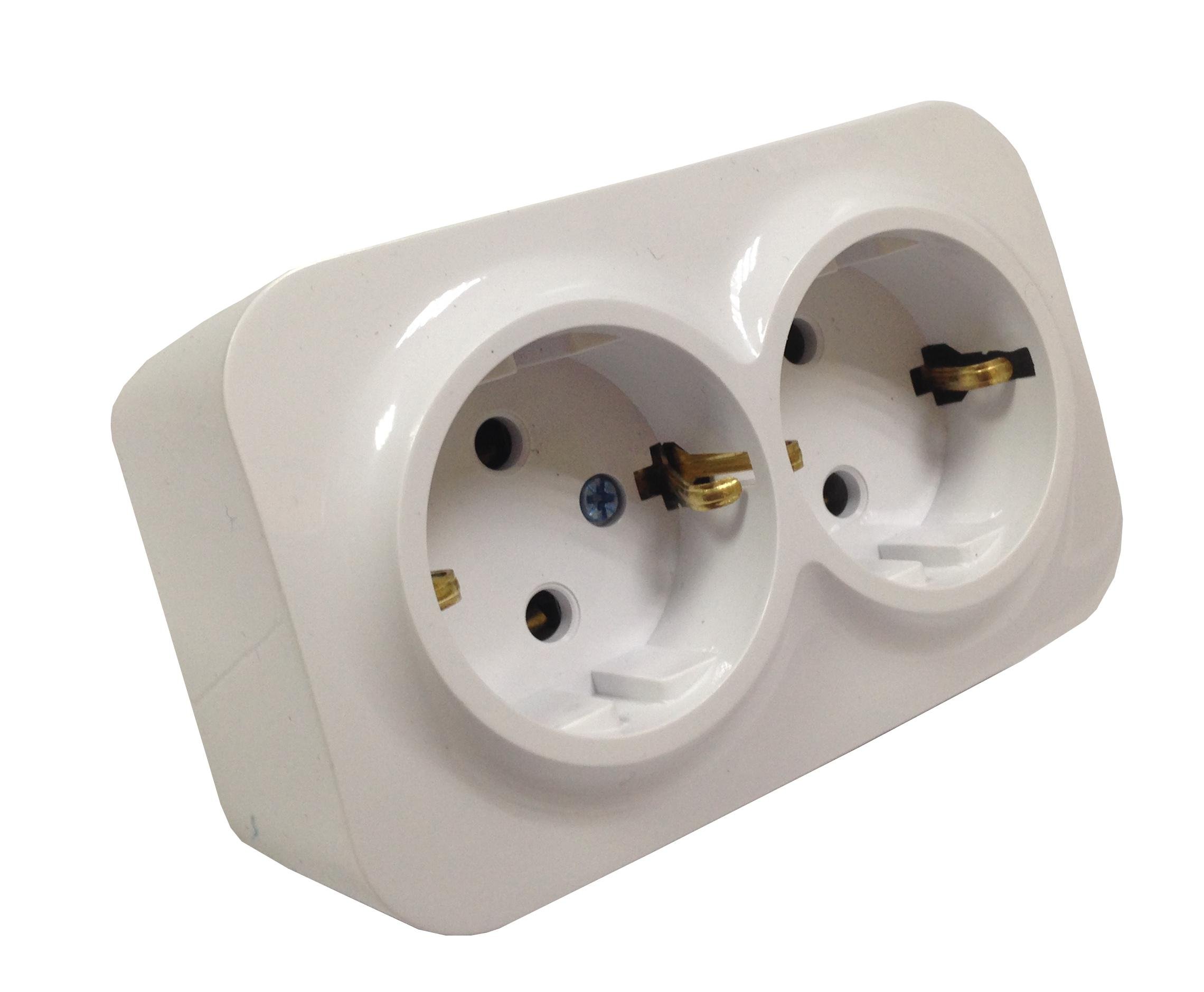 Розетка двойная с/з MODA 10А/16А Белый