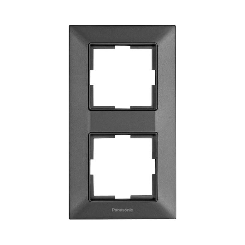 Рамка для розеток двомісна Panasonic Arkedia Slim ABS вертикальна Димчастий (WNTF08122DG-UA1)
