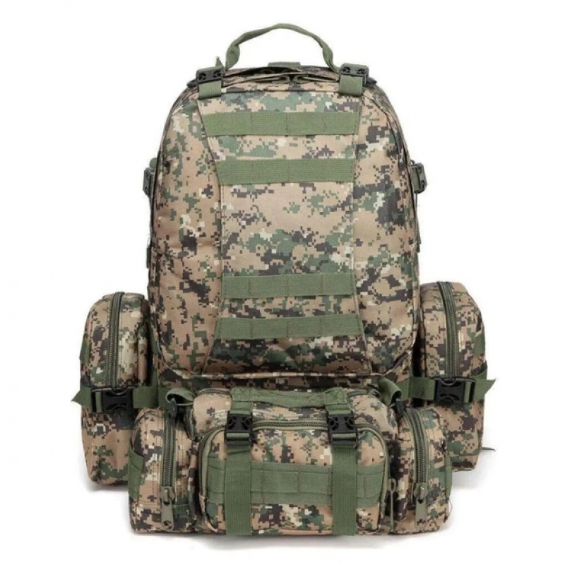 Рюкзак чоловічий з 3 підсумками Tactical Backpack B08 та туристичний з MOLLE на 55 л Піксель - фото 1