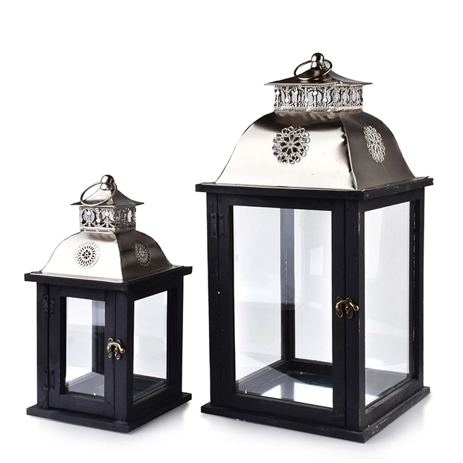 Комплект деревянных фонарей Levi Silver HTO1966 2 шт. (35260) - фото 1