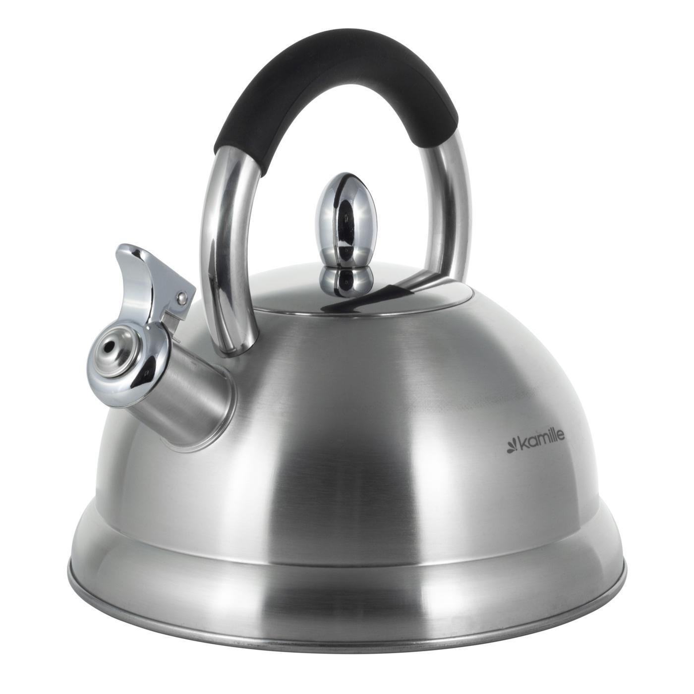 Чайник со свистком Kamille KM-1097 из нержавеющей стали и бакелитовой ручкой 2,7 л Стальной (150-84-1097)