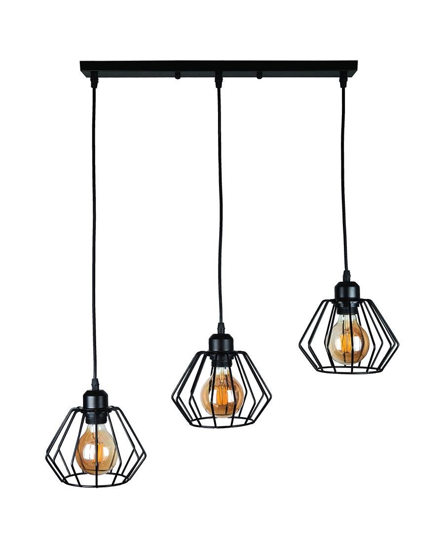 Підвісний світильник 756PR108F-3 BK 500 на 3 плафони видовжений Чорний - фото 1 Підвісний світильник 756PR108F-3 BK 500 на 3 плафони видовжений Чорний - фото 1