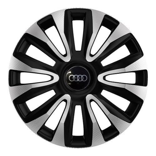 Колпаки для колес 4 Racing Avalon Carbon R14 с логотипом Audi 4 шт. Silver/Black