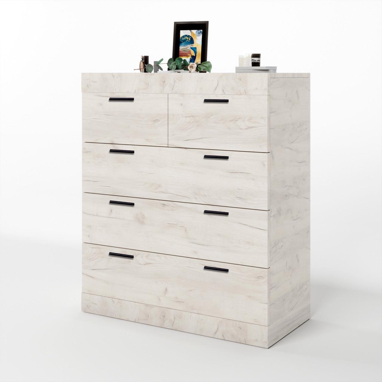 Комод для вещей Еверест Соната-3 на 5 ящиков 80х38х94 см Дуб Крафт белый (DTM-2697)