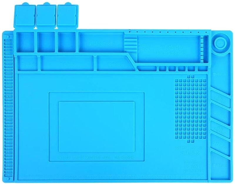 Килимок антистатичний термостійкий Kaisi S-160 для ремонту техніки/паяння 300x450 мм Blue