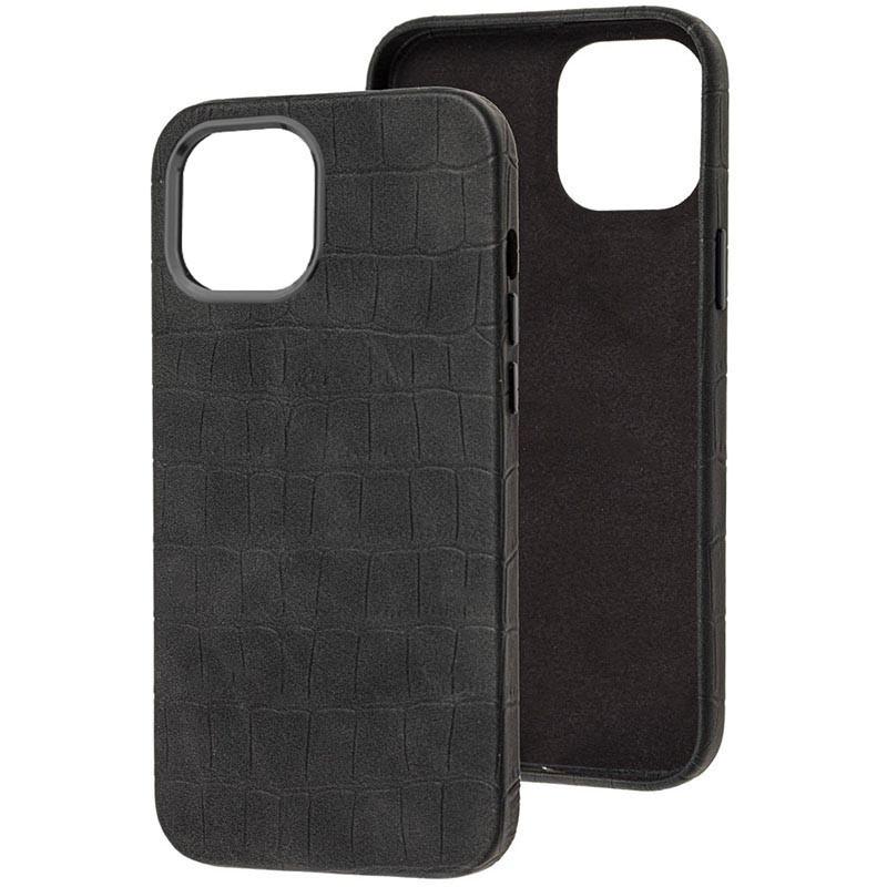 Противоударный кожаный Чехол Epik Croco Leather для Apple iPhone 14 Plus (6.7") Black