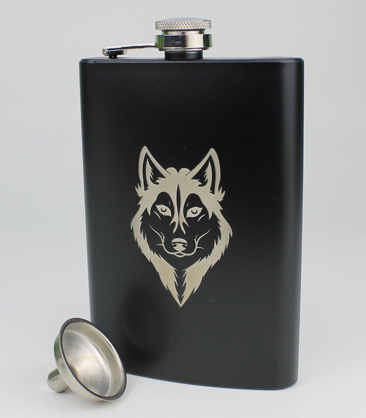Фляга з гравіюванням Вовк з лійкою (8-1254)
