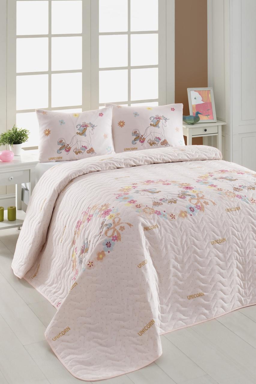 Покрывало стеганное с наволочками Eponj Home Unicornlar pembe 200х220 Розовый (svt-2000022282260)