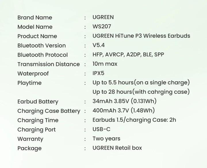 Наушники Ugreen HiTune P3 TWS 2024 - фото 4