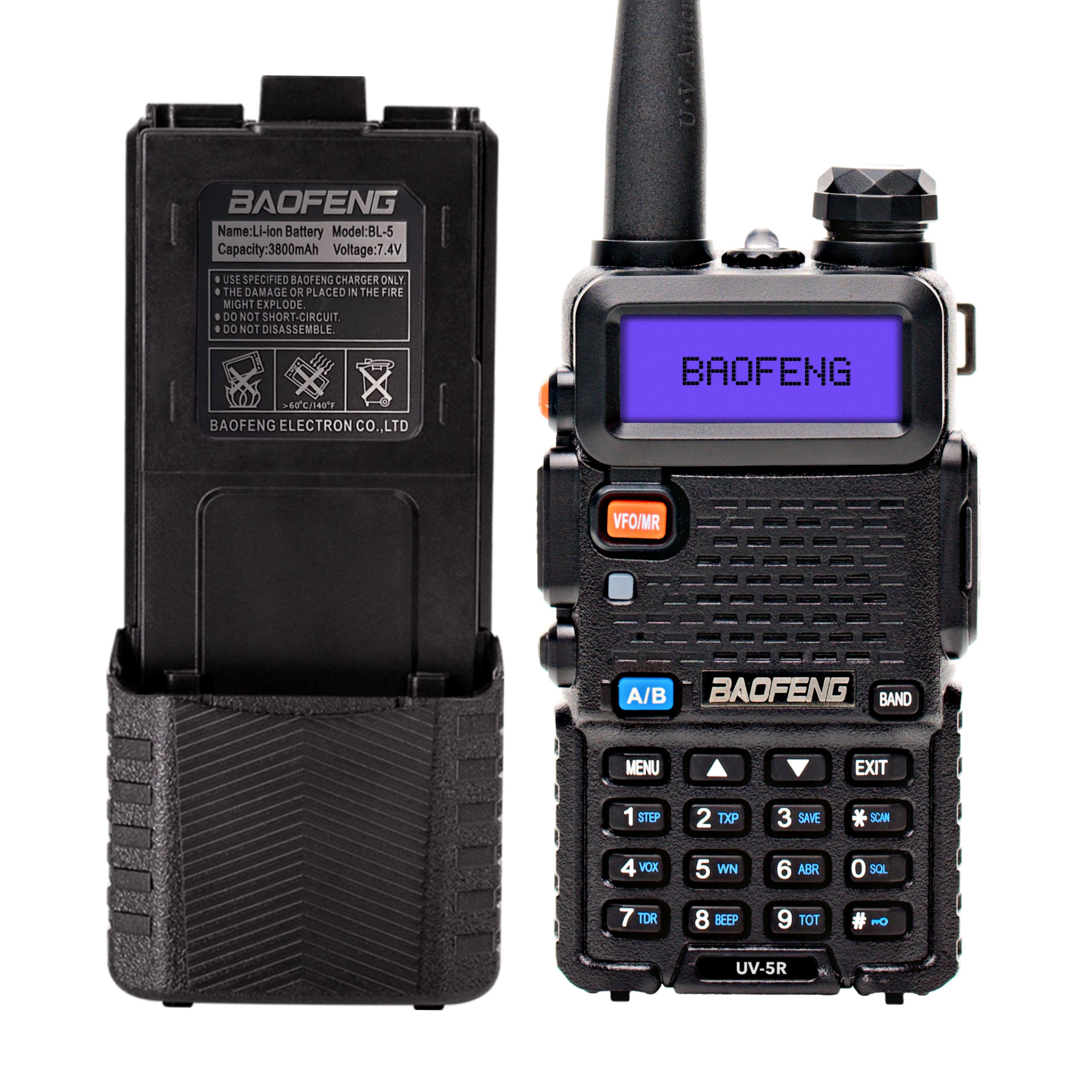 Комплект з рації Baofeng UV-5R 8 W гарнітури/ремінця Mirkit на шию та акумуляторної батареї Baofeng BL-5 3800 мАч (008567)