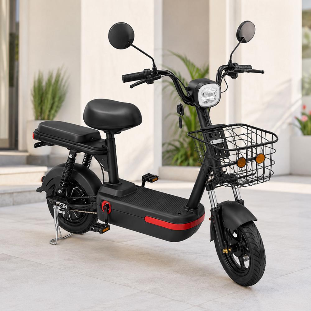 Электровелосипед двухместный Mini с корзиной 14" 450W до 30 км/ч Черный