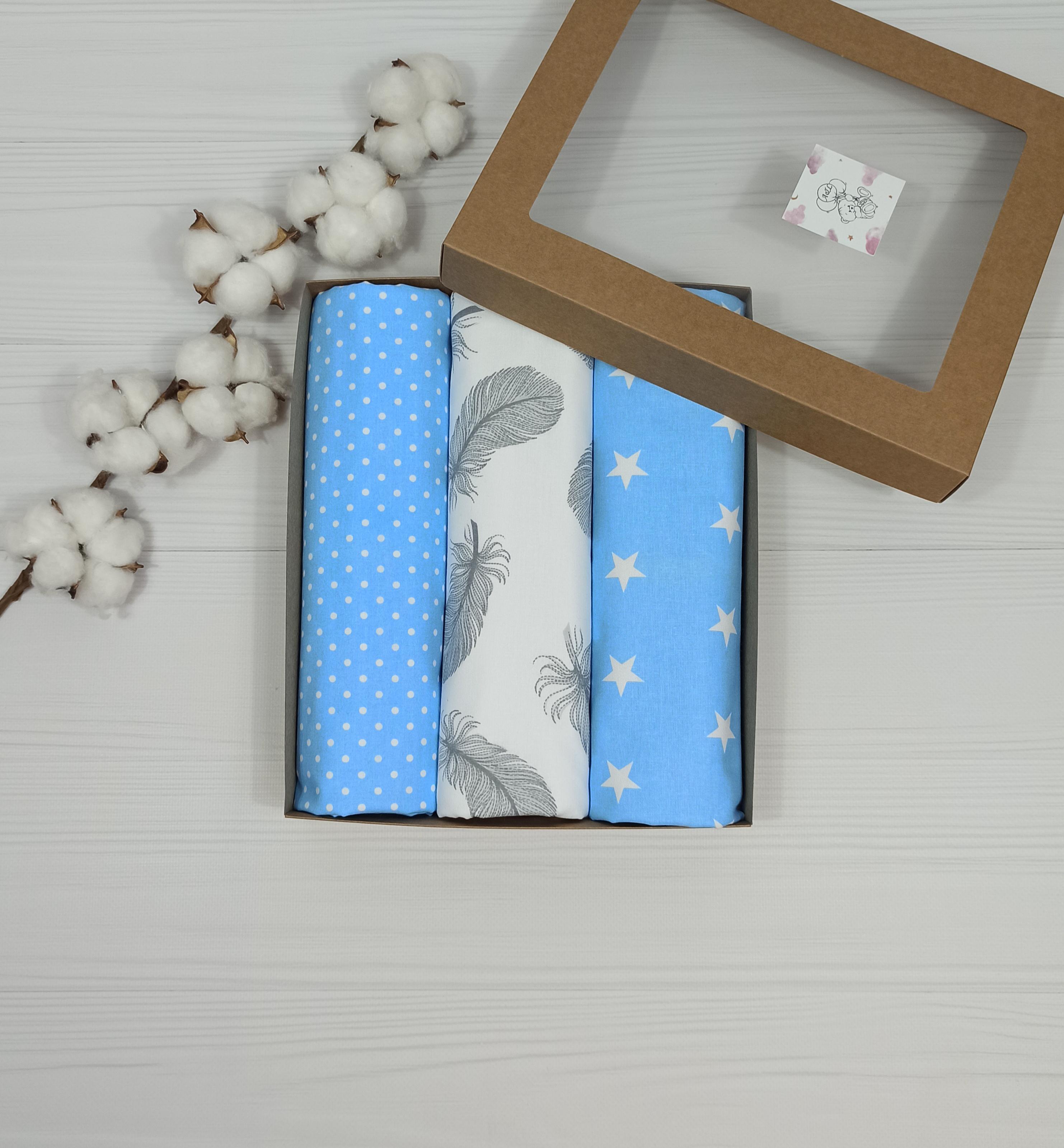 Пелюшки дитячі a.l.babybox Пір'ячка 50х80 см 3 шт. Блакитний (NA 18169695)