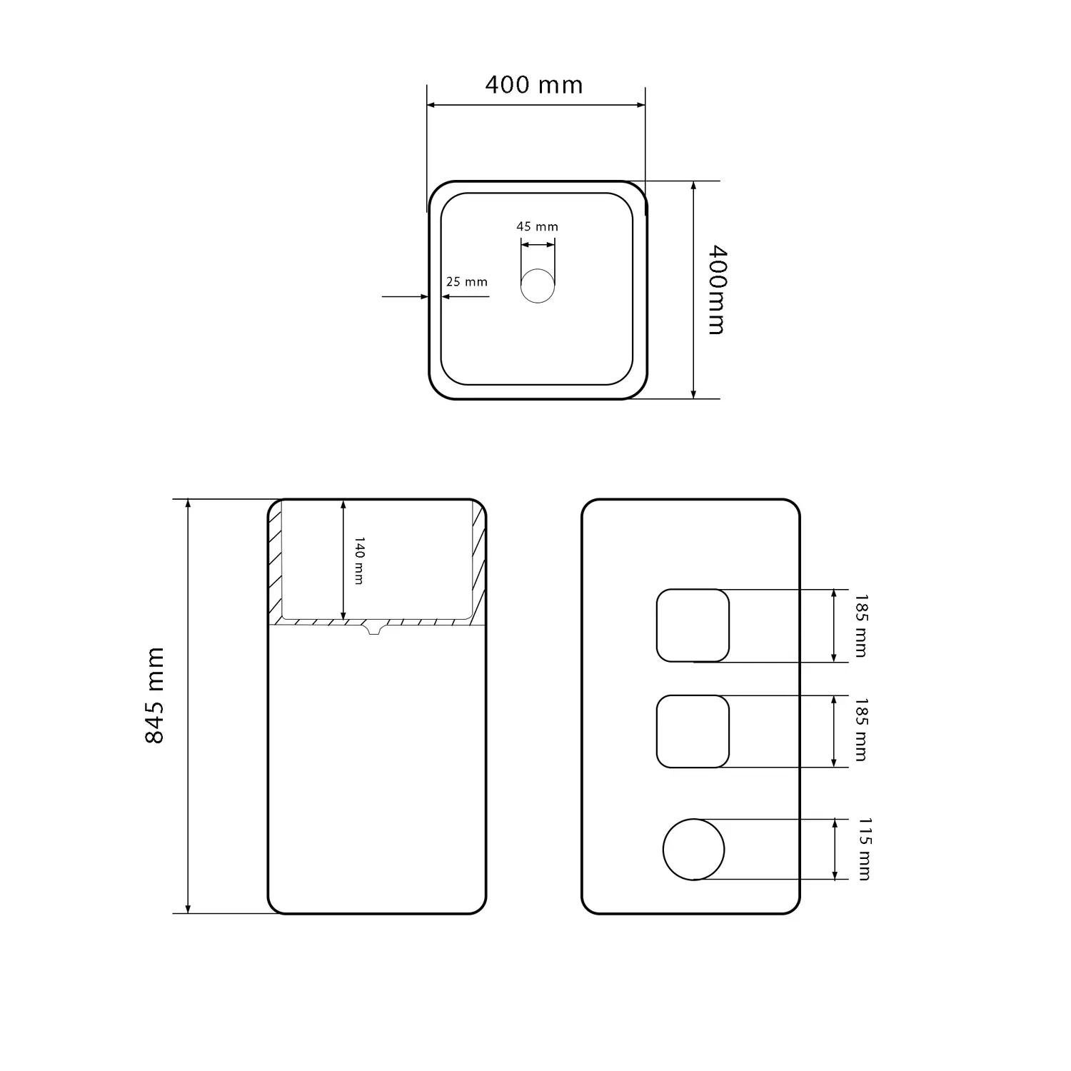 Умивальник підлоговий VBI Lukka квадратний 400x400 мм Білий (RM-VBI-019002) - фото 5 Умивальник підлоговий VBI Lukka квадратний 400x400 мм Білий (RM-VBI-019002) - фото 5