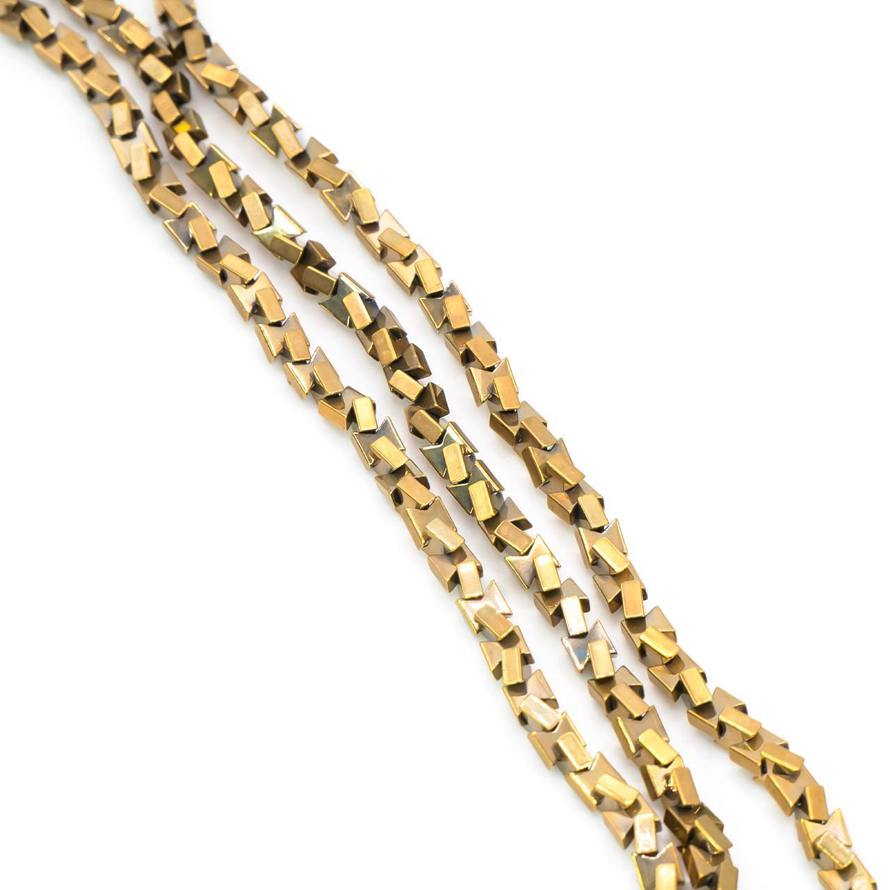 Бусины Змейка Гематит 3х3 мм 40 см 185 шт. Золотистый (БГ0303р49)