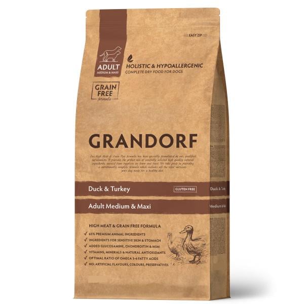 Корм сухой гипоаллергенный для собак Grandorf Duck & Turkey Medium & Maxi 1 кг (24148807)