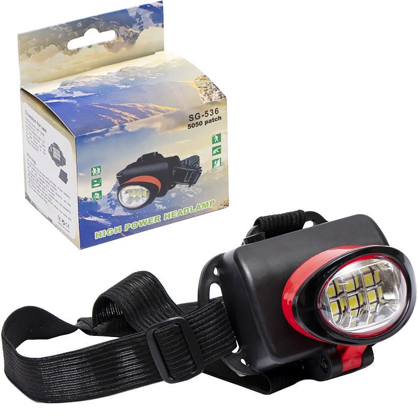 Фонарь налобный 536-6 на батарейках 3хАА (2277)