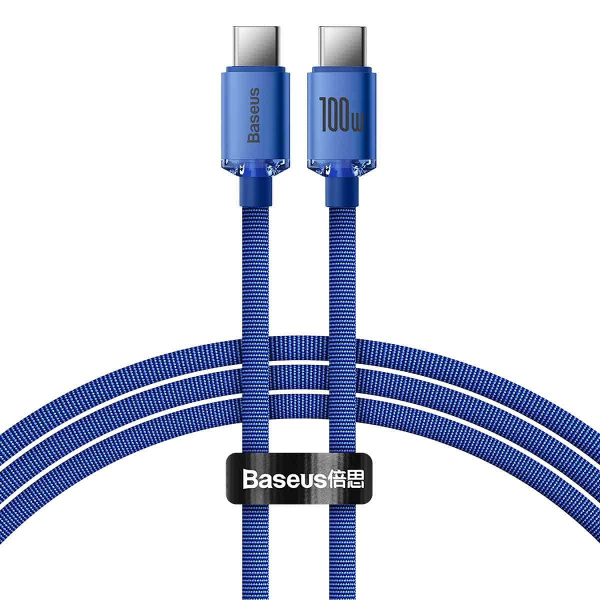 Кабель синхронізації Baseus Crystal Shine Series Type-C 100W 2m Cable, Blue