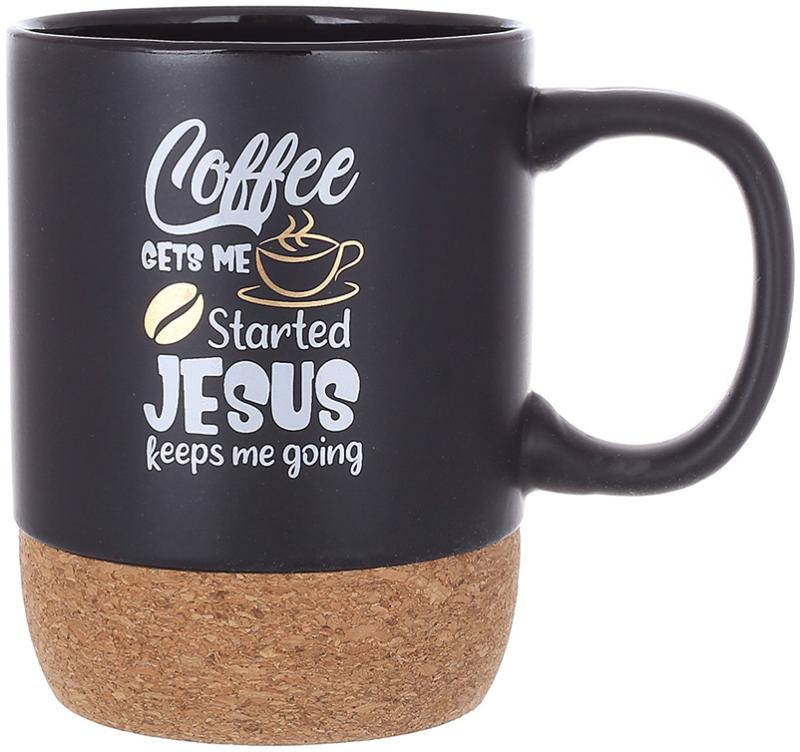 Кружка керамическая с пробковым основанием Coffee Time 400 мл Черный - фото 1