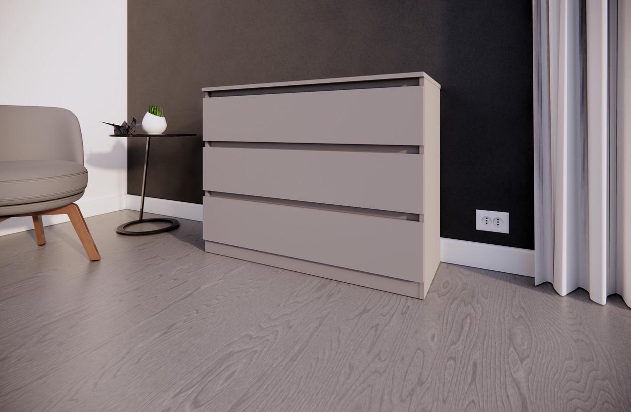 Комод MEBEX на 3 шухляди 100х40х77,4 см Сірий світлий (VM3B1000LG) - фото 2