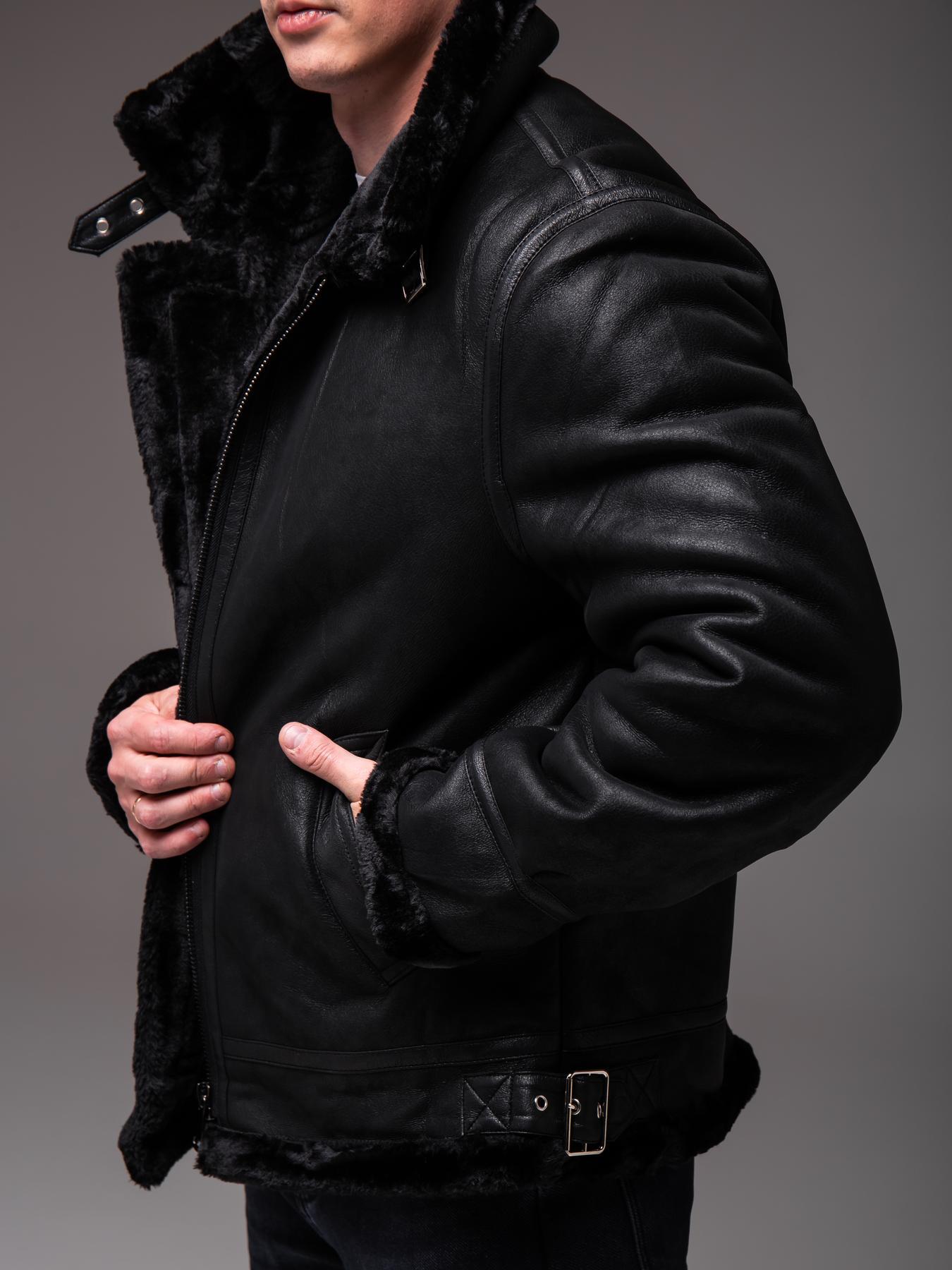 Куртка мужская зимняя на меху/эко кожа до -10°C M Черный (2426/1/2) - фото 8 Куртка мужская зимняя на меху/эко кожа до -10°C M Черный (2426/1/2) - фото 8