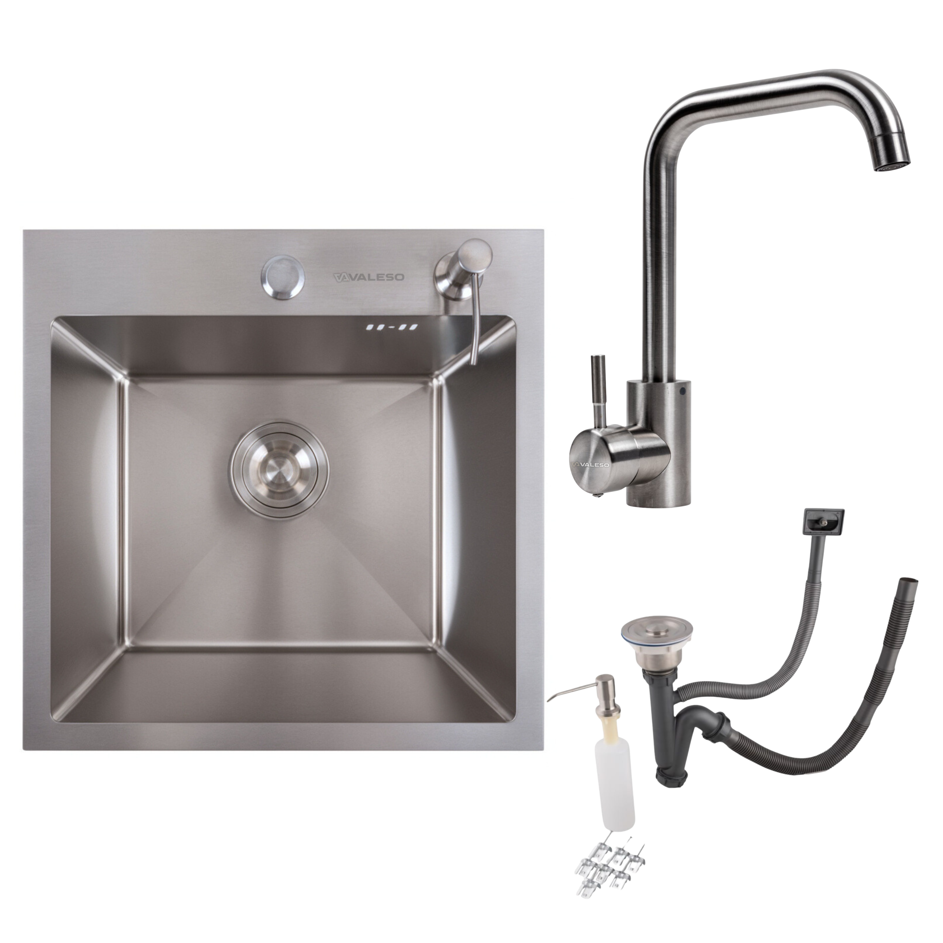 Комплект мийка кухонна Valeso Handmade 45х45 та змішувач NS02A