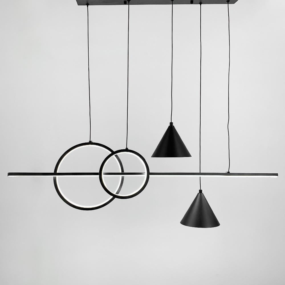 Люстра видовжена LED з 2 конусними плафонами 120 см Чорний (MJ 114 BK) - фото 3