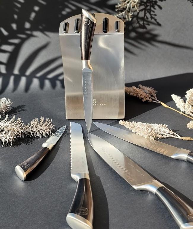 Набір ножів Edenberg із нержавіючої сталі на підставці 6 пр. Сірий (EB-11002) - фото 7 Набір ножів Edenberg із нержавіючої сталі на підставці 6 пр. Сірий (EB-11002) - фото 7