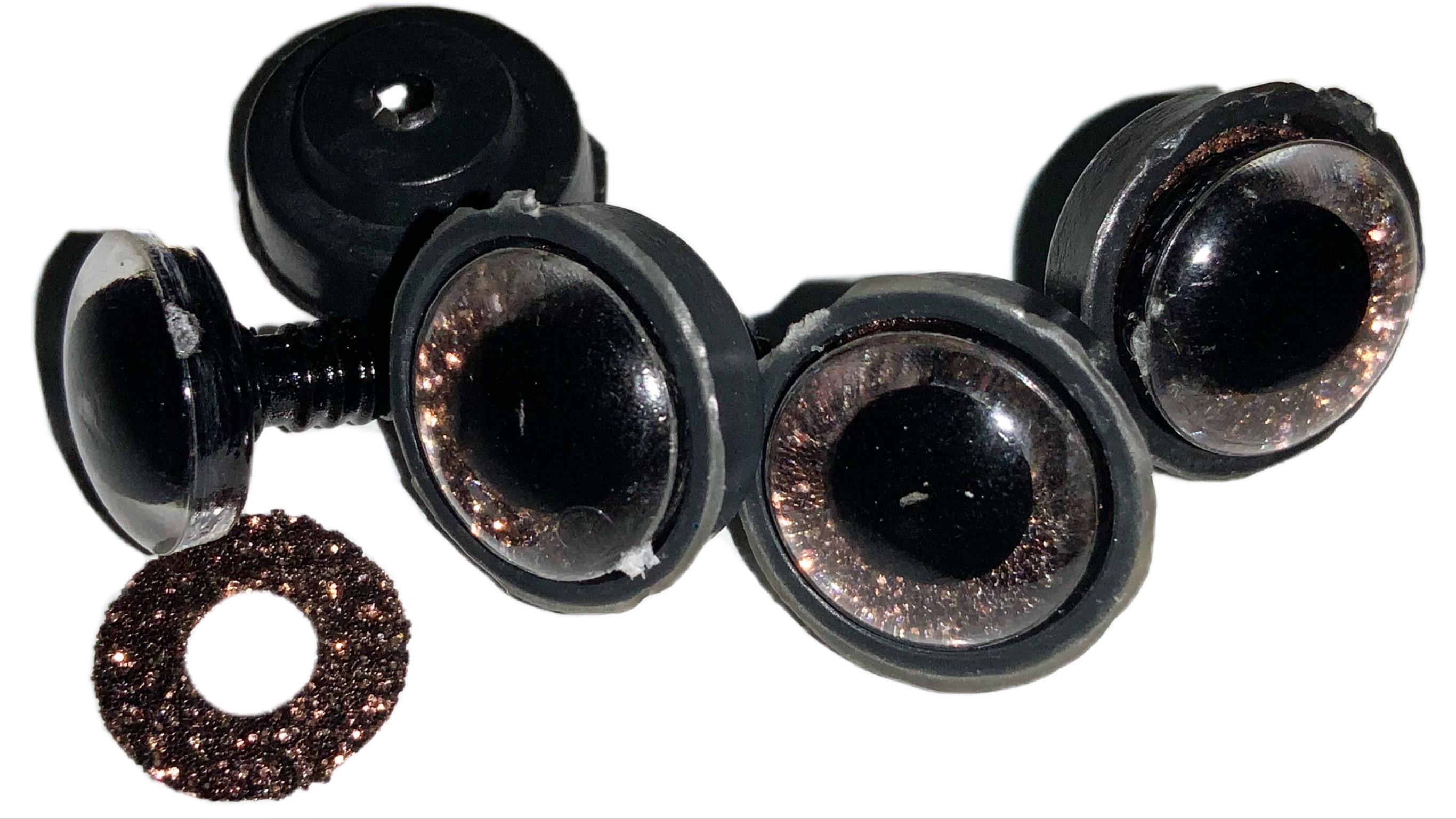 Глазики для игрушек блестящие с креплением 10 шт. 16 мм Коричневый