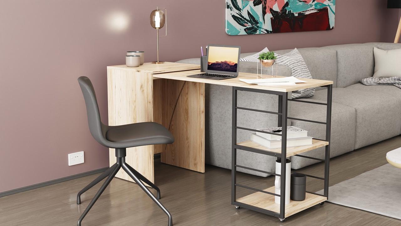 Стіл-тумба трансформер Ferrum-decor Смарт 2/2 метал/ДСП 16 мм 750x1450x600 мм Чорний/Дуб Сан-Марино (FRD-105103) - фото 10 Стіл-тумба трансформер Ferrum-decor Смарт 2/2 метал/ДСП 16 мм 750x1450x600 мм Чорний/Дуб Сан-Марино (FRD-105103) - фото 10