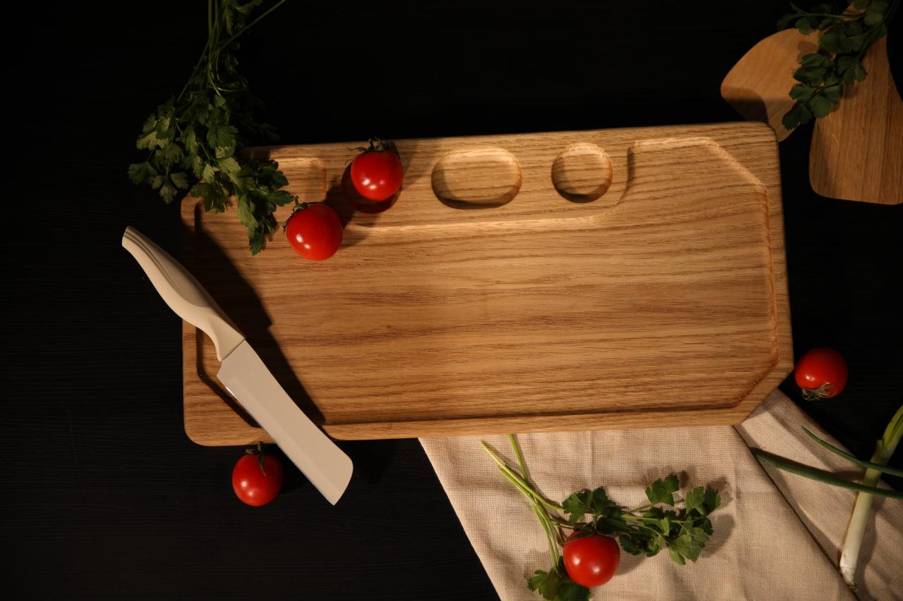 Дощечка для подачі м'яса та риби "Грані" з дуба 40х20х2 см (WDK-30.2) Дощечка для подачі м'яса та риби "Грані" з дуба 40х20х2 см (WDK-30.2)