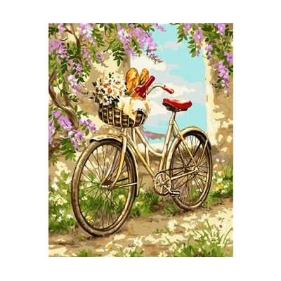 Набор для росписи по номерам Strateg Велосипед в саду 40х50 см (VA-1286-mt)