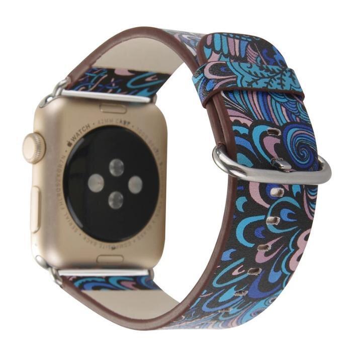 Кожаный ремешок для Apple Watch с этническим рисунком 42-44 мм Синий Кожаный ремешок для Apple Watch с этническим рисунком 42-44 мм Синий