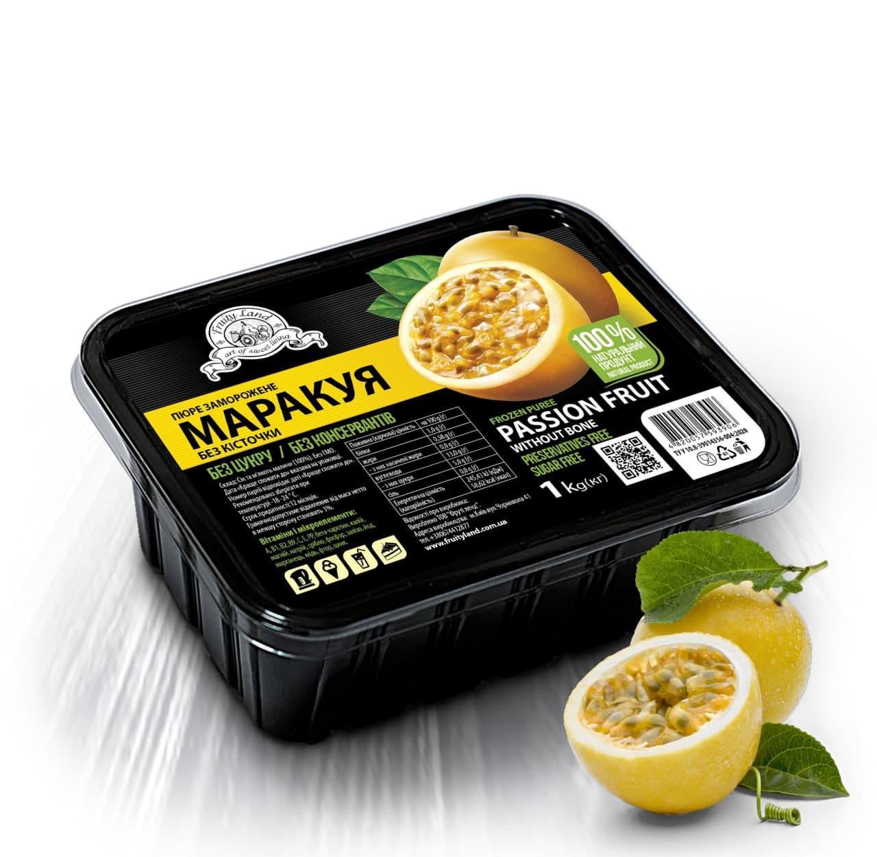 Маракуя без кісточки пюре FruityLand заморожене без цукру 1 кг