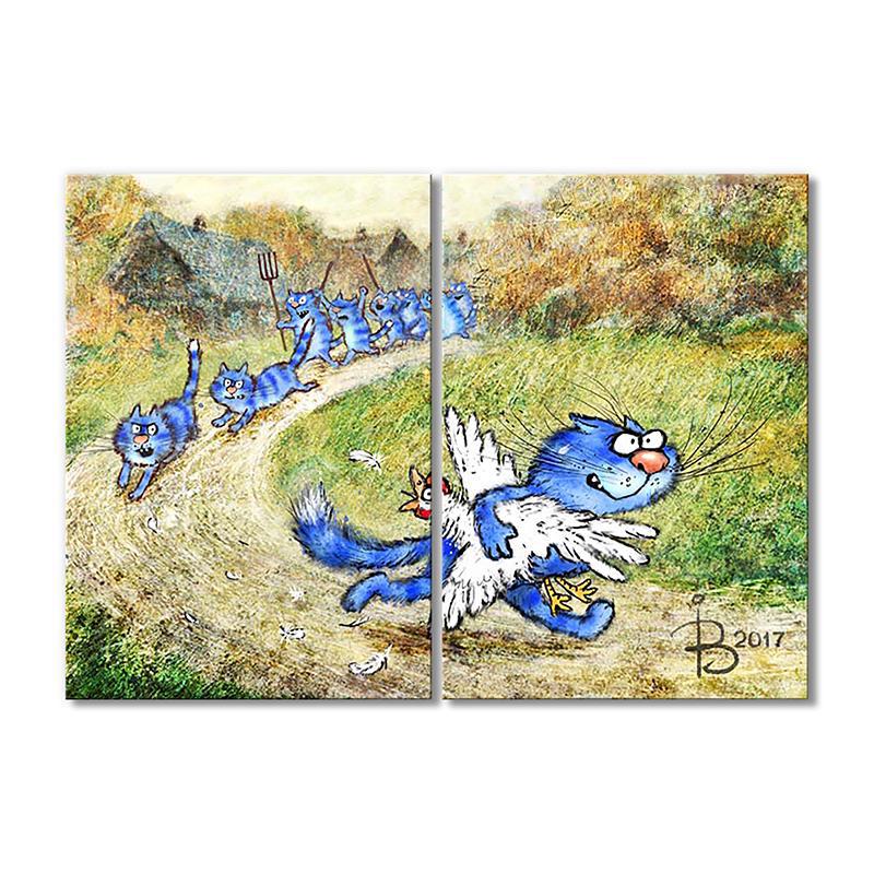 Модульная картина Брось птицу. 2 модуля общий размер 70x105 см (_rinaz_20172224025)