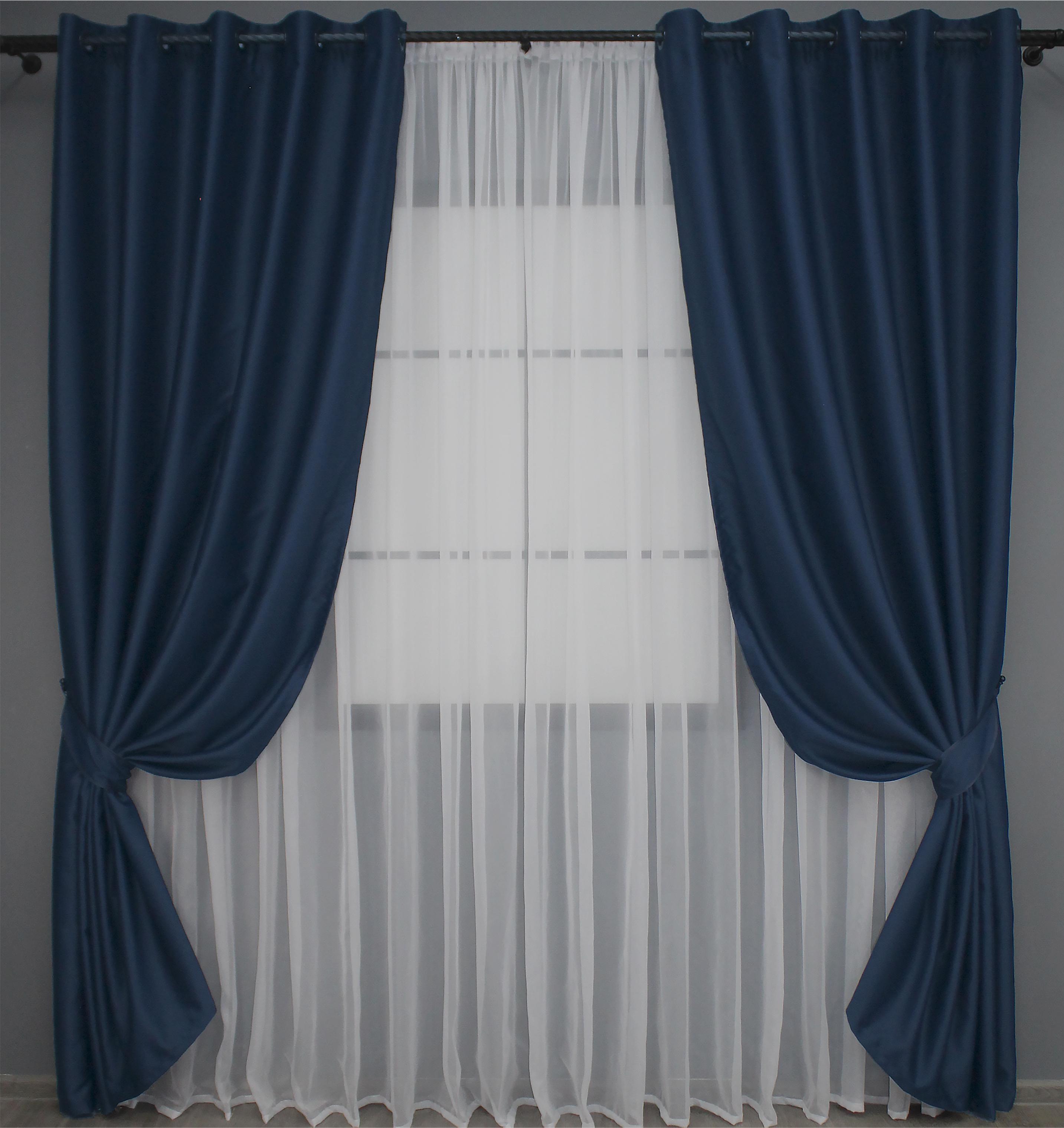 Комплект штор на люверсах VR-Textil Midnight № 1164ш 150х250 см 2 шт. Темно-синій (37-0011) - фото 1 Комплект штор на люверсах VR-Textil Midnight № 1164ш 150х250 см 2 шт. Темно-синій (37-0011) - фото 1