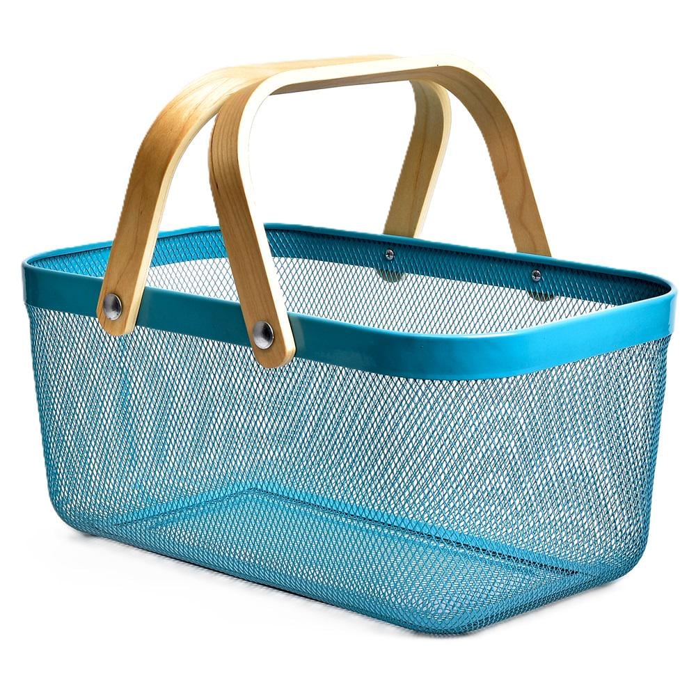 Корзина переносная Stenson R92043 металлическая 24,5х39,5 см Blue