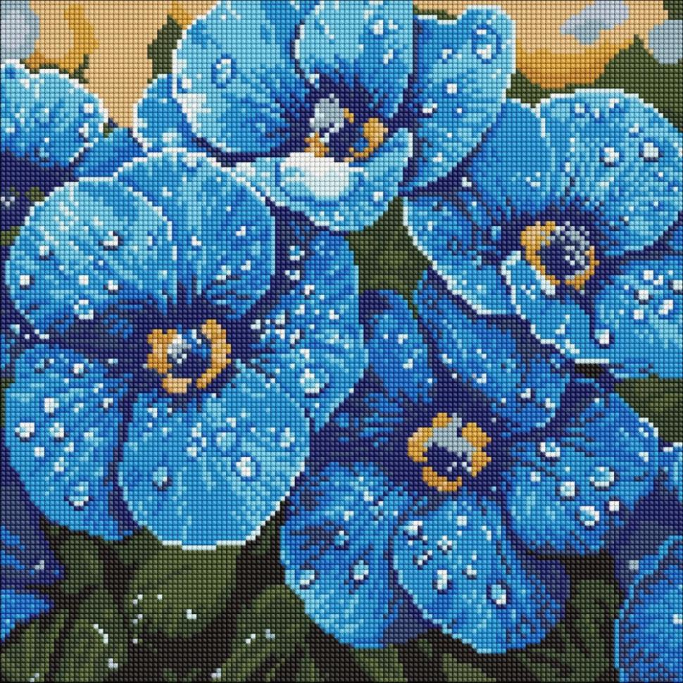 Алмазна мозаїка Фіалки в росі art_selena_ua AMO8228 40х40 см