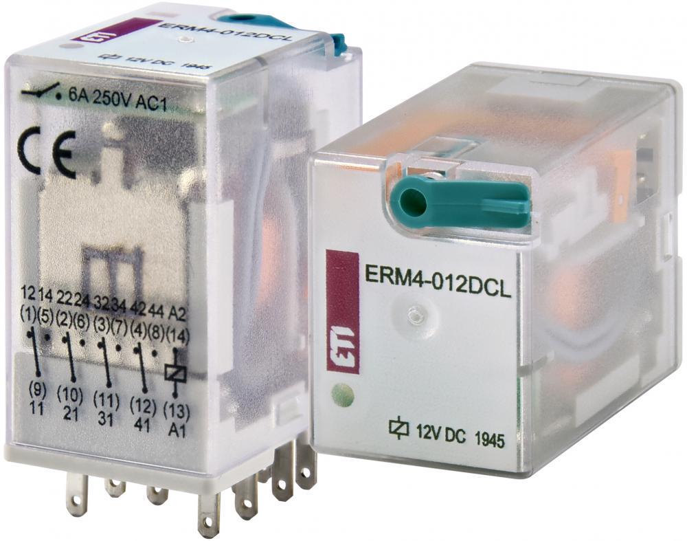 Реле промежуточное ETI ERM4-012DCL 6А 4к 12V DC ERM4 с индикатором (2473021)
