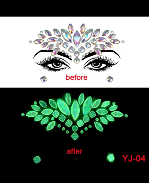 Стрази на обличчя люмінесцентні жіночі One size Різнокольоровий (8967) - фото 3