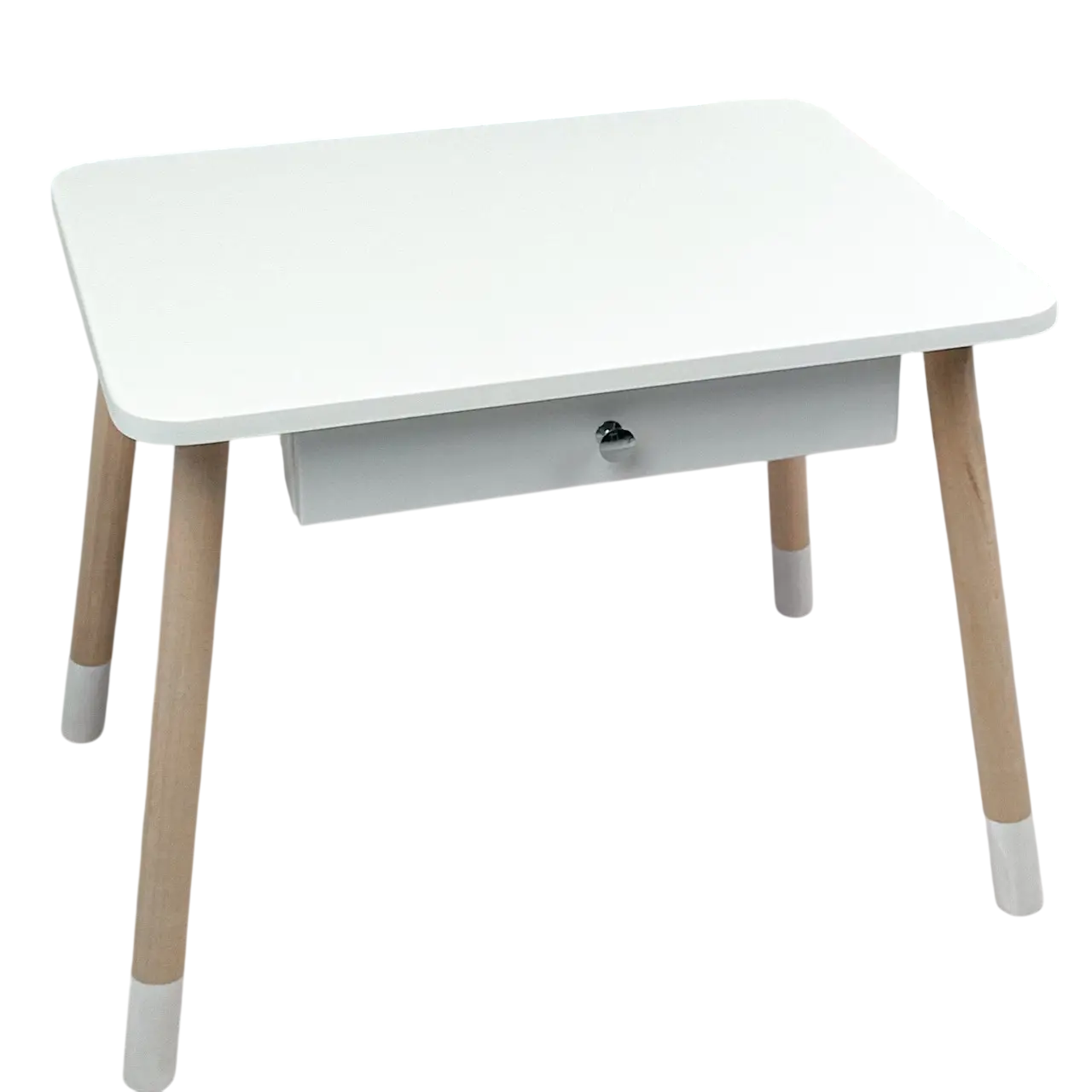 Столик детский прямоугольный с ящиком деревянный 46х60х45 см Белый (150-7-33751)