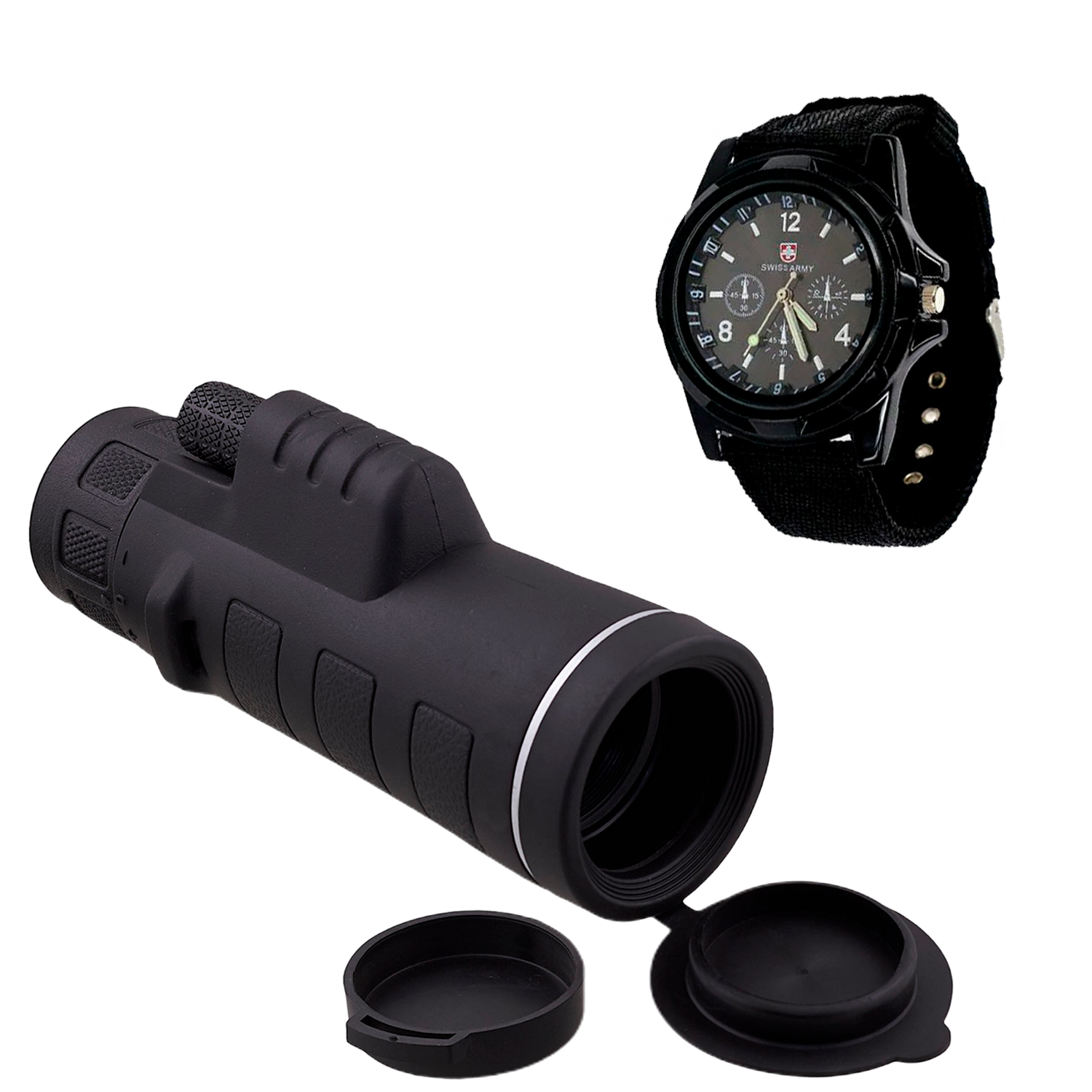 Монокуляр ORTEХ-М 35х50 прорезиненный с креплением для штатива и часы Swiss Army (87126587)